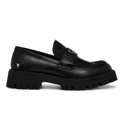 Imagen de Windsorsmith Zapatos Mocasines Gruesos con Plataforma De Cuero Negro para Mujer Throne