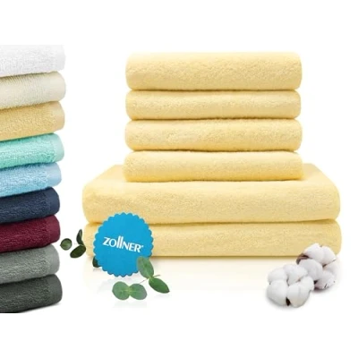 Imagen de ZOLLNER Juego de Toallas baño 6 Piezas, Amarillo, 100% algodón, 400g