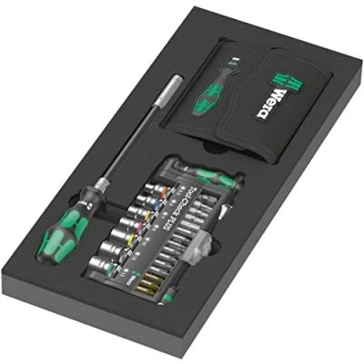 Imagen de Wera 05150150001 9750 Depósito de espuma juego Kraftform Kompakt y Tool Check PLUS Set 1, 57 piezas, Negro verde