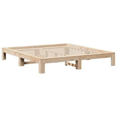Imagen de vidaXL Estructura de Cama sin colchón Madera Maciza Pino 180x200 cm, Muebles Dormitorio, Doble, somier, Cama, Marco somier
