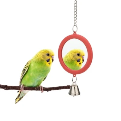 Imagen de Hypeety espejo de pájaro para mascotas con campana, interactivo, jaula pájaros, periquitos cacatúa, canarios, verde