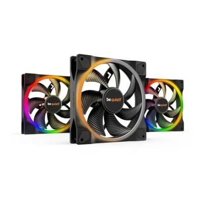 Imagen de be quiet! Light Wings 140mm PWM Triple Pack ventiladores, contiene 3 iluminación ARGB, muchos colores y efectos, 18 LEDs 7 aspas de ventilador optimizadas, gran flujo aire