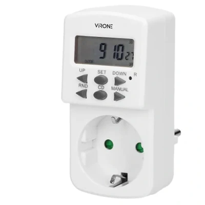 Imagen de Virone DT 2(GS) Temporizador Digital de 1800W con 10 Programas Encendido y Apagado Batería Incorporada