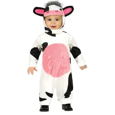 Imagen de FIESTAS GUIRCA Disfraz de Bebé Vaca Mono Blanco y Negro con Capucha para 18 24 Meses