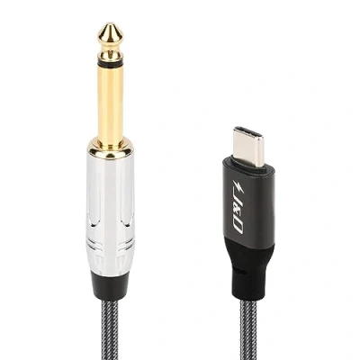 Imagen de J&amp;D USB Tipo C a 6.35mm 1/4 Pulgadas TS Cable de Audio Guitarra Micrófono para Grabación Audio, Bajo, Piano Electrónico, Compatible con iPhone 15/15 Plus/15 Pro/15 Pro Max, iMac, 1 m