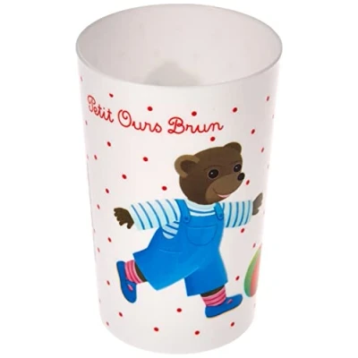 Imagen de FUN HOUSE 005443 Petit Ours Brun Vidrio para niños Polipropileno Blanco 10 x 0,025 6,5 cm