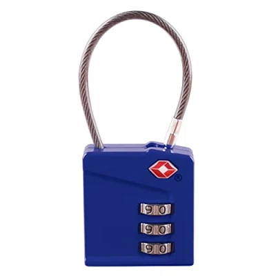 Imagen de IFAM Candado TSA Cable de Combinación TrypLock, Color Azul, Máxima Seguridad, Suavidad Rodillos, Con Clave y Más 1.000 Combinaciones, Ideal Maletas, Bolsas, Maletines Equipajes