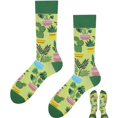Imagen de TODO Colours Divertidos Calcetines con diseño Multicolor, colorido, loco para la alegría de vivir, plantas, 35 38