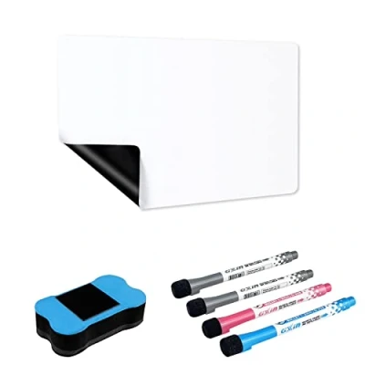 Imagen de Relota A4 Pizarra Blanca Magnética para Nevera, Tablero Magnetico de Borrado en Seco con 4 Rotuladores Blanca, Borrador, Whiteboard Memorandos, Notas, Menús, Planificar Estudios