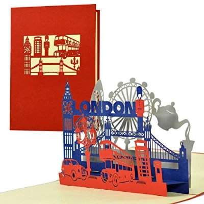Imagen de Vale de viaje para fines semana en Londres I tarjeta cumpleaños él o élTarjeta pop up 3D regalo original cupón, A125AMZ