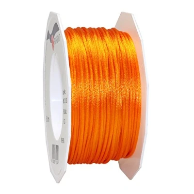 Imagen de PRÄSENT cordón RHEIN naranja, trenzado para regalos 50 m, paquetes y obsequios, 3 mm de ancho, accesorios decoración manualidades, cintas decorativas resistentes al desgarro