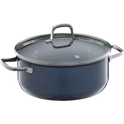 Imagen de WMF Fusiontec Essential Cacerola grande (24 cm, tapa de cristal, 4,4 L, cerámica alta tecnología, resistente a los arañazos, sin revestimiento), color azul oscuro