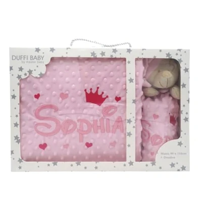 Imagen de Manta de Bebe Personalizado con su Nombre Bordado, copito (Manta + DouDou)