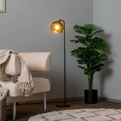 Imagen de Lectio lámpara de pie campana grande H120cm Metal negro y oro rosa Menzzo