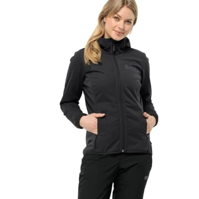 Imagen de Jack Wolfskin Windhain Chaqueta softshell, Mujer, Talla: XXL, Black