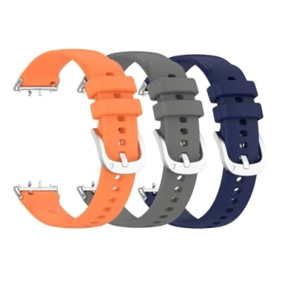 Imagen de Waekethy Correas para Samsung Galaxy Fit 3 SM R390, Silicona Suave Correa Reloj Deporte Smartwatch Reemplazo Pulsera Compatible con R390 (Naranja+gris+azul)