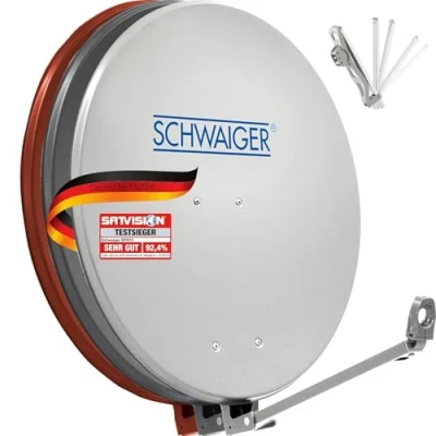 Imagen de SCHWAIGER 241 Antena parabólica Offset Brazo Soporte LNB de mástil Sistema Sat Aluminio 88,0 x 88,0cm Gris Claro