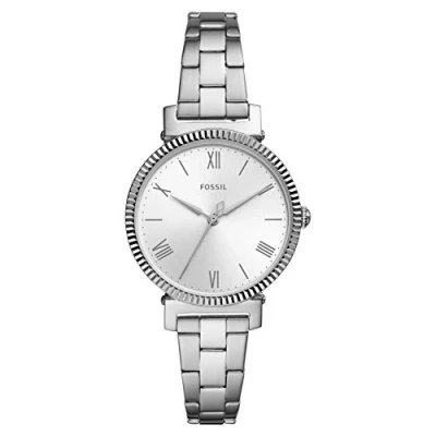 Imagen de Fossil Daisy Reloj para mujer, movimiento de cuarzo con correa acero o piel, Tono plateado, 34MM
