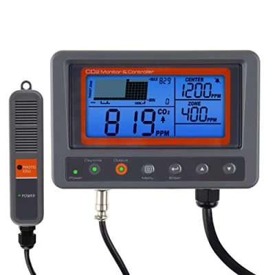 Imagen de Controlador de CO2, dióxido Carbono, medidor función relé diurno y Nocturno, Sensor CO2 NDIR para Invernadero, Salas Cultivo, fábrica, hogar, Oficina
