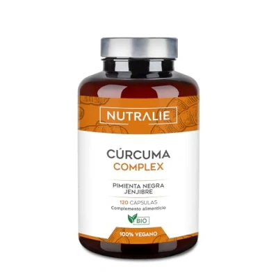 Imagen de Cúrcuma Orgánica con Jengibre y Pimienta Negra (1420mg x Dosis) Potente Antiinflamatorio Antioxidante Natural Alta Concentración Curcumina Piperina Turmeric BIO 120 Capsulas Nutralie