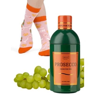 Imagen de soxo Bebidas Calcetines Mujer Divertidos Algodon Socks Regalos Originales Regalo Colores 35 40 Prosecco 1 Par