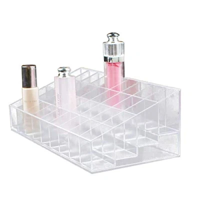 Imagen de Lurrose 40 espacios titular de lápiz labial plástico transparente organizador soporte exhibición cosmética maquillaje