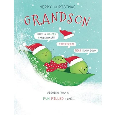 Imagen de Piccadilly Greetings Tarjeta de felicitación Navidad para nieto (20,3 x 15,2 cm), diseño texto en inglés