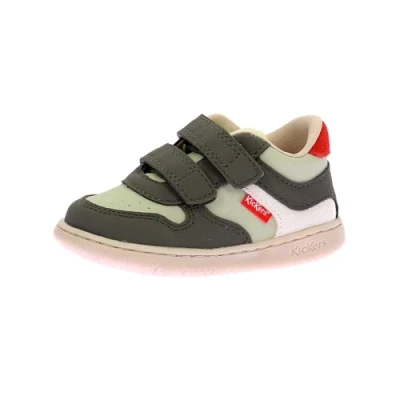 Imagen de Kickers Kickmotion Unisex Zapatillas para niños, Talla: 19, Kaki/vert/blanc Zapatos