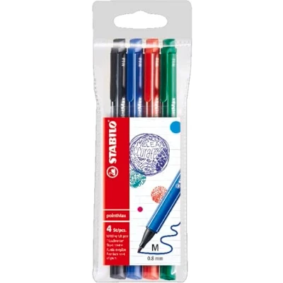Imagen de Rotulador premium punta media STABILO pointMax Estuche con 4 colores