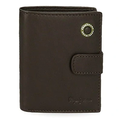Imagen de Pepe Jeans Badge Cartera vertical con cierre de clic Marrón 8,5x10,5x1 cms Piel