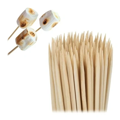 Imagen de Relaxdays Brochetas, Set de 500, Bambú, 40 cm, Pinchos Carne y Verdura, Palitos para Fruta Queso, Natural