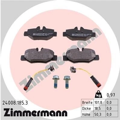 Imagen de ZIMMERMANN 24008.185.3 Juego de pastillas freno con contacto avisador desgaste tornillos Foto correspondiente a la entrega