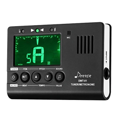 Imagen de Donner Afinador de Guitarra metrónomo sintonizador digital para Guitarra/Bajo/Ukulele/Violín/Afinador Cromático Clip con Pantalla LCD, 3 en 1 generador tono(DMT 01)