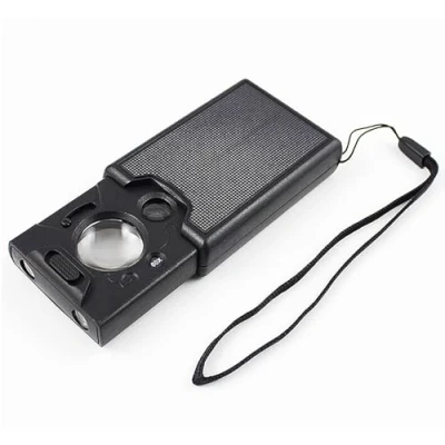 Imagen de EUZUXU Lupa de Bolsillo con Luz LED, para Joyería 30 x 45 60 Aumentos, LED y UV Gema Diamante Moneda Sello
