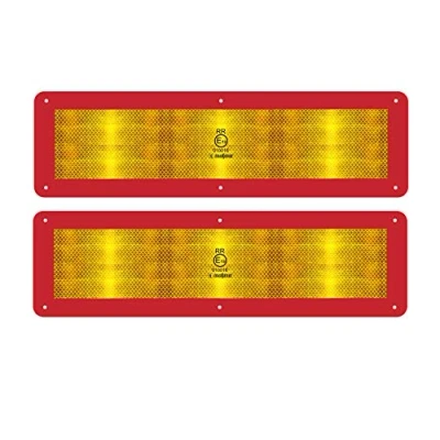 Imagen de MAGMA 2 Placas V6 Reflectantes Vehiculo Largo 12 m Homologadas Señal ECE 70 ECE70 V 6 Camion Caravana Remolque Autocaravana Panel Retro Reflectivo (RR) No raya Agujeros Sujeccion Autoadhesiva