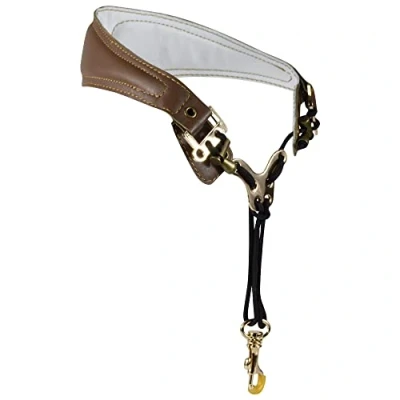 Imagen de Adorence Preminum correa para el cuello del saxofón (hecha a mano con piel auténtica, almohadilla transpirable y gancho de metal), diseño ergonómico