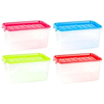 Imagen de AC Pack de 4 Cajas ordenación plástico Transparente con asa, Nº 26. Contenedor para almacenar Juguetes, Libros, Ropa, Mantas. Capacidad 8 litros. Dimensiones Aprox: 15,5 x 34 22,5 cm (Surt)