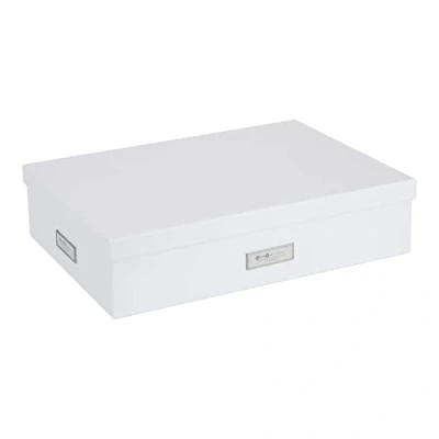 Imagen de Bigso Box of Sweden Organizador de accesorios tablero fibras y papel Caja almacenamiento con tapa para diversos artículos compartimentos (12 en total) blanco