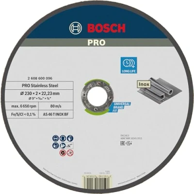 Imagen de Bosch 2 608 600 096 Disco de Corte Recto Expert for AS 46 T INOX BF, 230 mm, 2,0 mm (Pack 1), 230x2mm