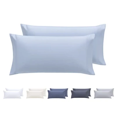 Imagen de Todocama Juego de 2 Fundas Almohada, Microfibra Extra Suave, hipoalergénicas. 75x40 cm Azul Claro