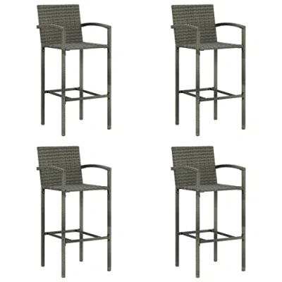 Imagen de vidaXL 4X Taburetes de Cocina Bar Silla Mostrador Pub Bistró Comedor Simplista Reposapiés Asiento Estable Robusta Ratán Sintético Gris