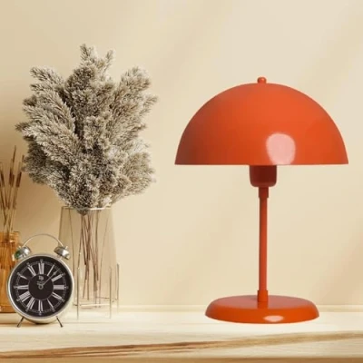 Imagen de bamyum Lipeo Lámpara Retro Naranja, E27 Sobremesa de Mesa Industrial Moderna Lámparas Metal Para Dormitorio Noche Decoración Setas El Hogar…