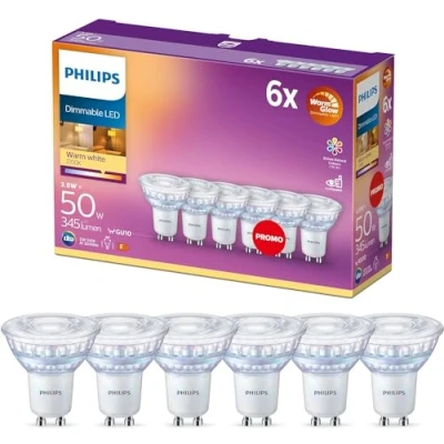 Imagen de Philips Lighting 929002065733 Bombilla LED cristal 50W, Color Blanco Cálido, 6 Unidades (Paquete de 1)