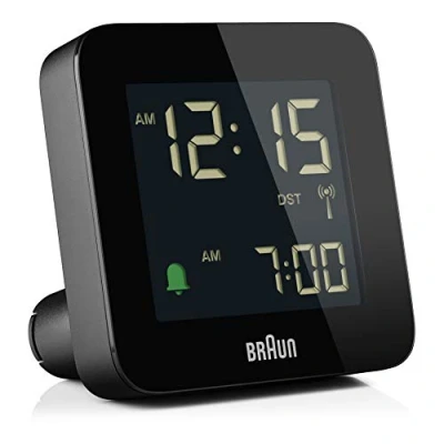 Imagen de Braun Reloj Despertador de Viaje controlado por Radio Zona con Hora Central Europea (DCF) función repetición, configuración rápida, Alarma pitido en Crescendo Negro, BC09B DCF.