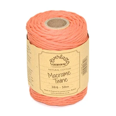 Imagen de Everlasto Hilo de macramé algodón suave, 50 m, 38/6 (4 mm aprox.), color naranja