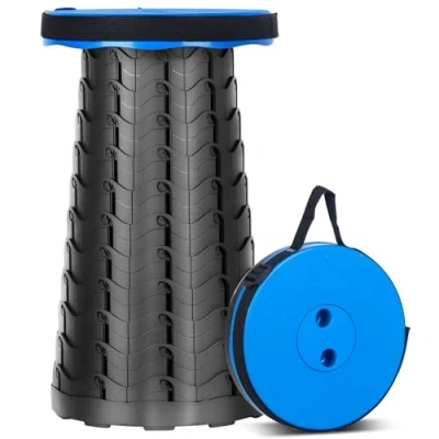 Imagen de HIGSPE Taburete Plegable Portátil, Banqueta Camping Altura Ajustable 6,5 45 cm, Silla Ligera para Exteriores, Senderismo, Pesca, Barbacoa, Viajes, Carga 180kg /397lb