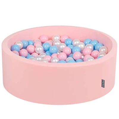 Imagen de KiddyMoon 90X30cm/300 Bolas ∅ 7Cm Piscina De para Ninos Hecha En La UE, Rosa:Azul Clr/Rosa Clr/Perla