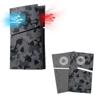 Imagen de Mcbazel PS5 Slim Reemplazo de Placa Frontal Panel Lateral Duro Cubierta Protectora ABS Duradera con Accesorios Ventilación Refrigeración Edición Digital Camuflaje