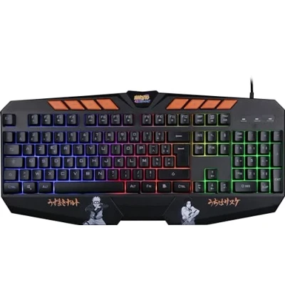Imagen de Konix Naruto Shippuden Teclado Gaming con Cable Membrana AZERTY Anti ghosting de 1,7 m Diseño y Sasuke