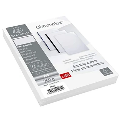 Imagen de Exacompta 2980C Lote de 100 cubiertas/cartulinas dossiers, A4, color blanco cromado